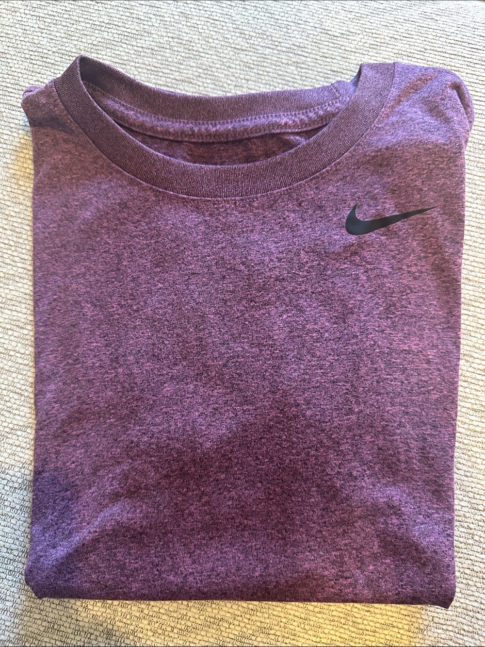 Nike Heathered Plum Dri-Fit Crewneck Tee with Black Swoosh